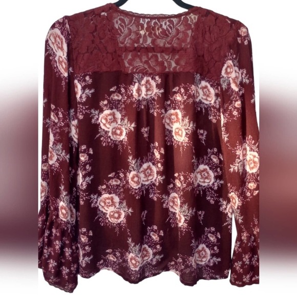 Large ALTARD STATE Flowy Top Blouse Lace Tassels floral Ruffled sleeve flower - Picture 9 of 11